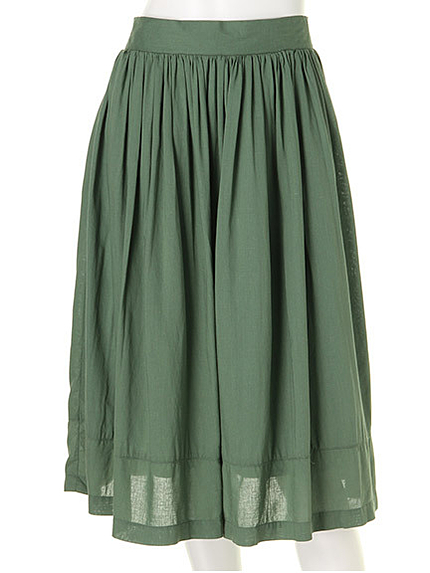 麻混ギャザーミディスカート