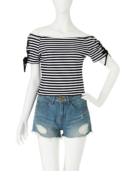 【R】レースアップスクエアーカットトップス