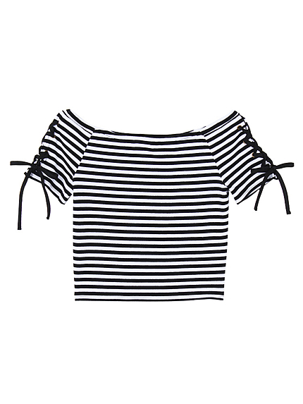 【R】レースアップスクエアーカットトップス