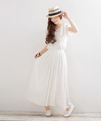 楊柳フリルマキシOP