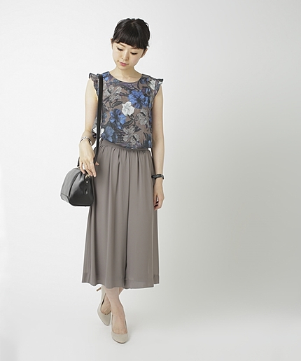 FO/シフォンミディ丈フレアPT