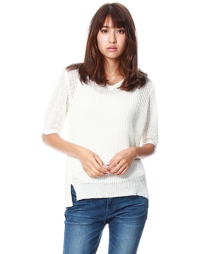 リネンテープヤーンＶネックプルオーバー