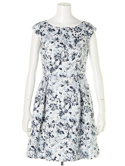 モノクログログランフラワープリントワンピース