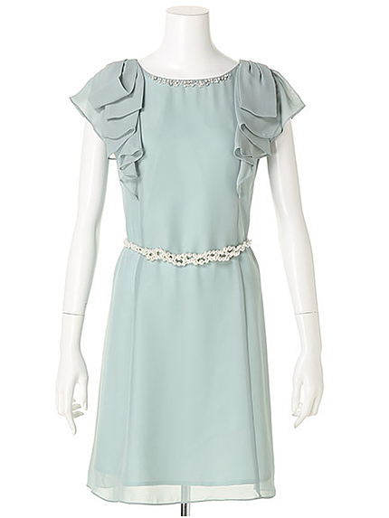 【Apuweiser Luxe】パールベルト付きラッフルリボンワンピース