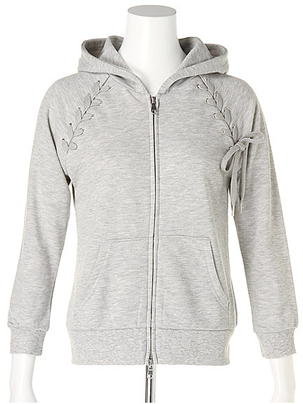 編み上げ裏毛パーカー