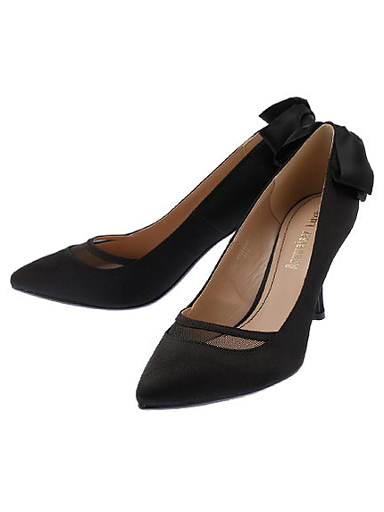 【Apuweiser Luxe】フロントメッシュバックリボンパンプス