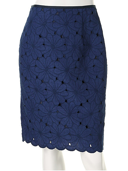 フラワー刺しゅうレースタイトスカート