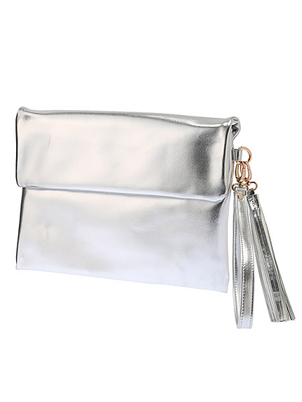 タッセル合皮クラッチバッグ