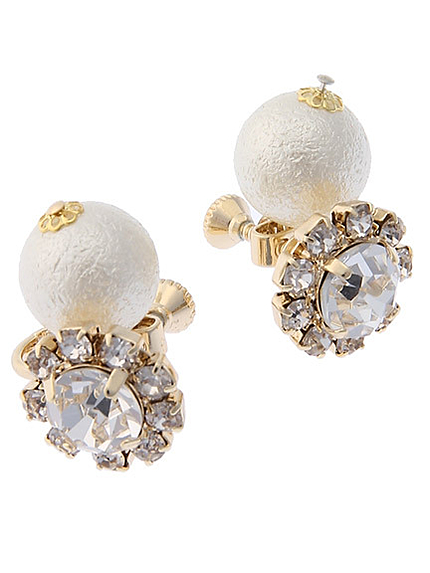 ビジューフラワー&パールイヤリング