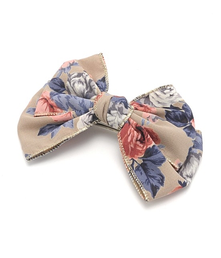 フラワープリントリボンバレッタ