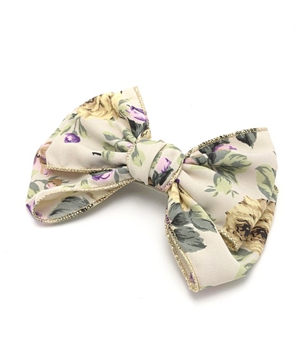 フラワープリントリボンバレッタ
