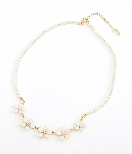 フラワー/パールショートネックレス