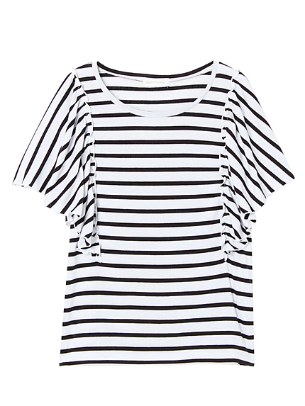 ボーダーラッフルTシャツ