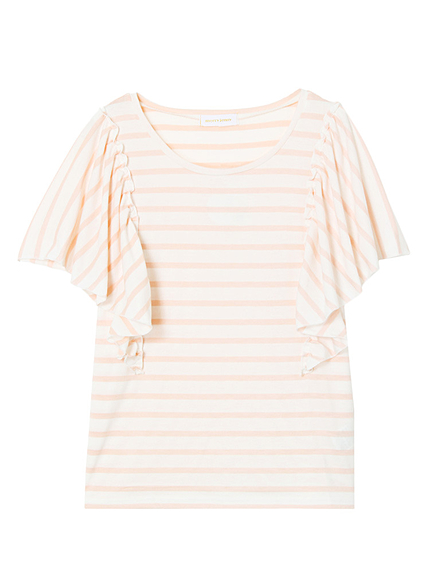 ボーダーラッフルTシャツ