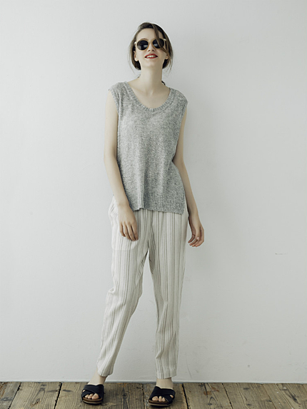 リネンスリットニットタンク