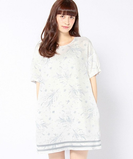 プリントテープロールアップスリーブワンピース/AEBC PRT ROLLUP SLV OP