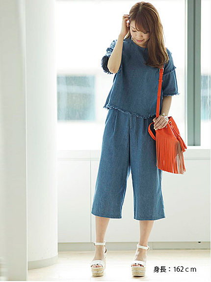 デニムガウチョパンツ