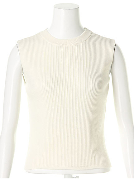 ボトルネックリブニット