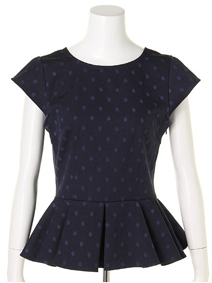 ドットバックリボンぺプラムブラウス