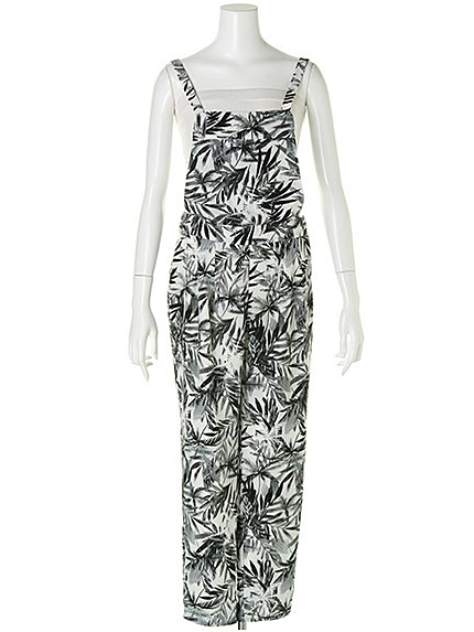 ヤシ柄オーバーオール