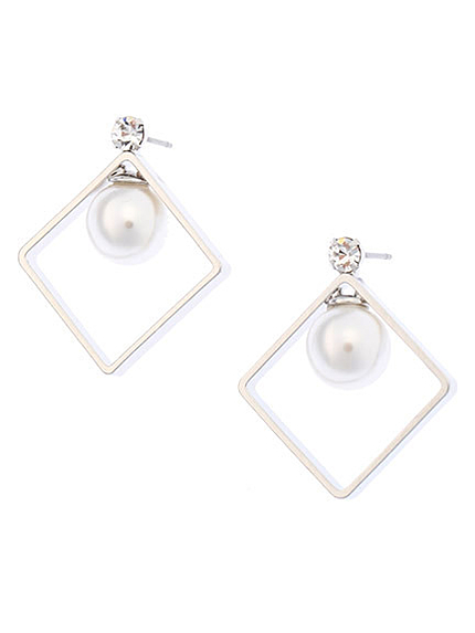 スクエアパールピアス