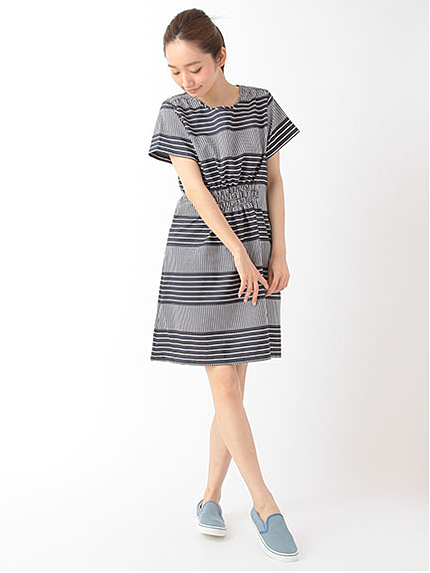 エステルスムース ウエストギャザーワンピース