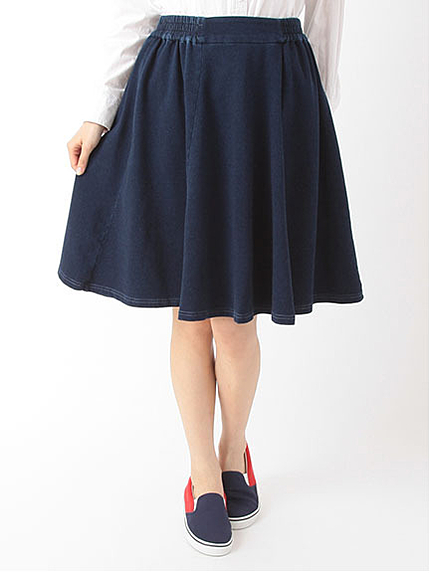 カットデニム ミモレ丈スカート