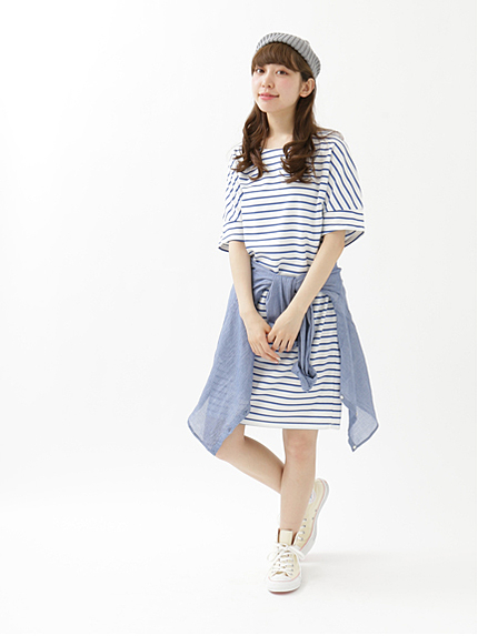 【Special Price】ボーダーコクーンワンピース