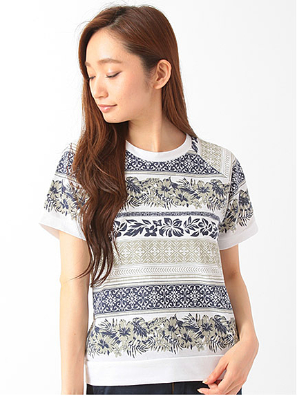 アロハ総 半袖ラグランプルオーバー