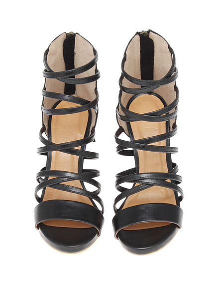 レースアップフリンジヒール