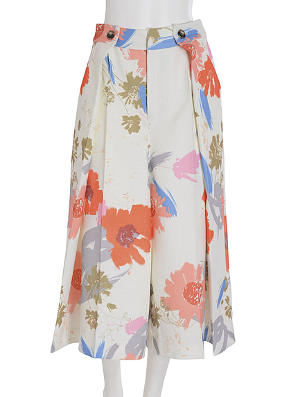 モダンオータムフラワーラップパンツ