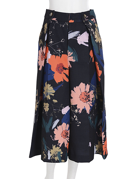 モダンオータムフラワーラップパンツ