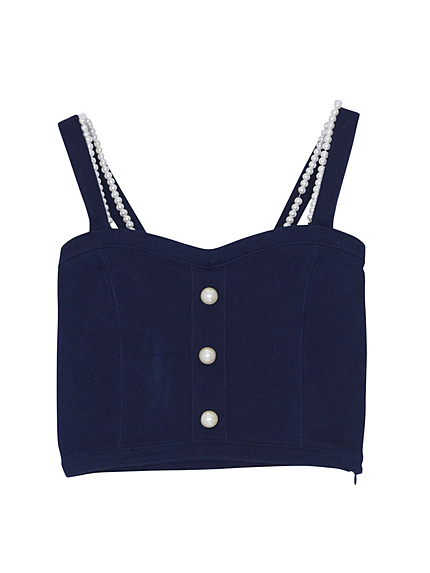パールボタンデニムトップス