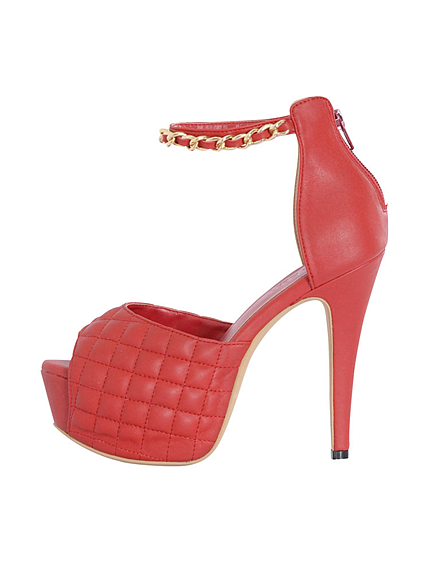 チェーンキルティングヒールパンプス