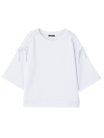 レースアップハーフスリーブトレーナー