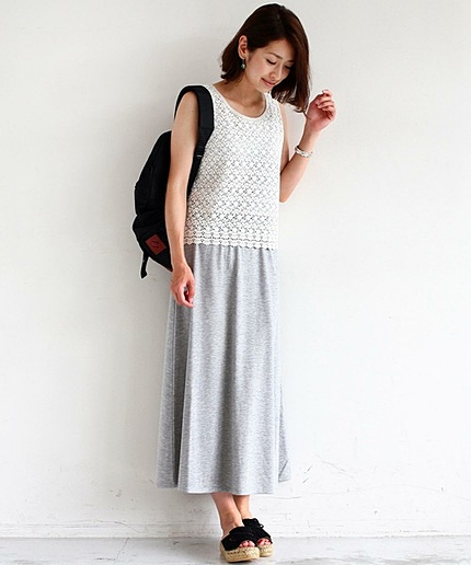 BYSF ∵レース×カットソーマキシワンピース