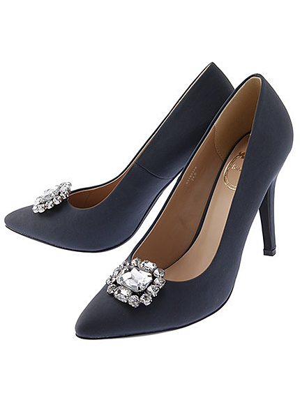 ビジュー付パンプス