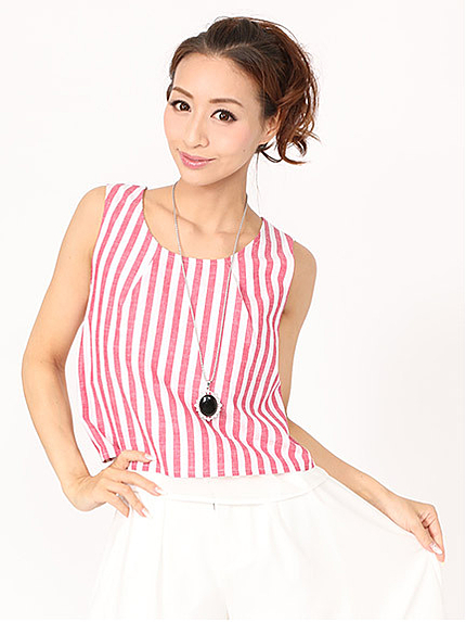 ストライプＴＯＰＳ+ネックレスＳｅｔ