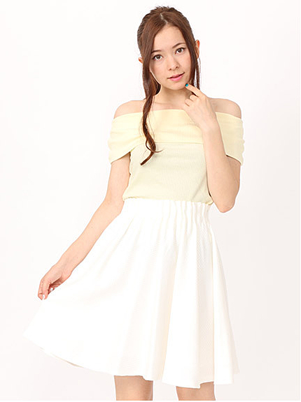 立体ギャザージャガードフレアスカート