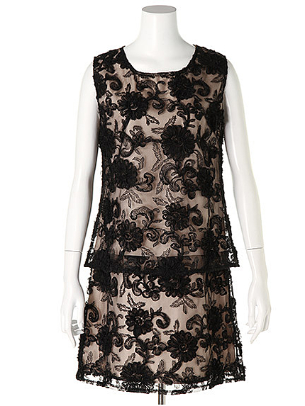 3Dフラワーチュール刺繍ワンピース