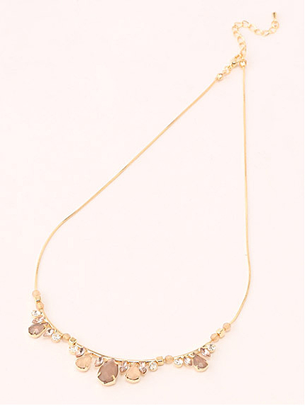 ドロップビジューメタルチューブネックレス