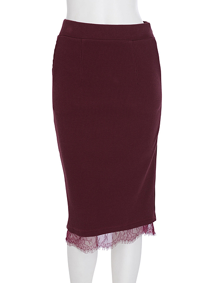 【W】裾レースペンシルスカート