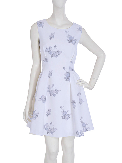 【W】シック花柄タンクワンピース