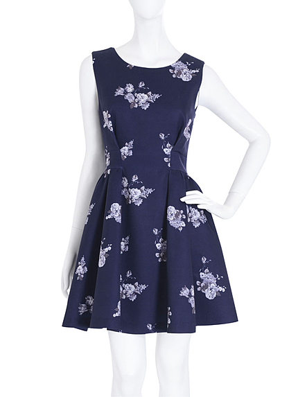 【W】シック花柄タンクワンピース