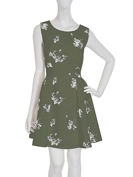 【W】シック花柄タンクワンピース