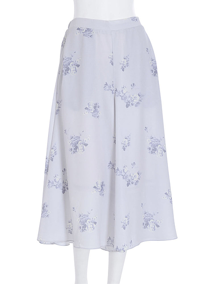 【W】シック花柄ガウチョパンツ