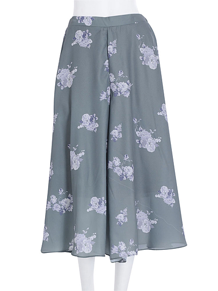 【W】シック花柄ガウチョパンツ