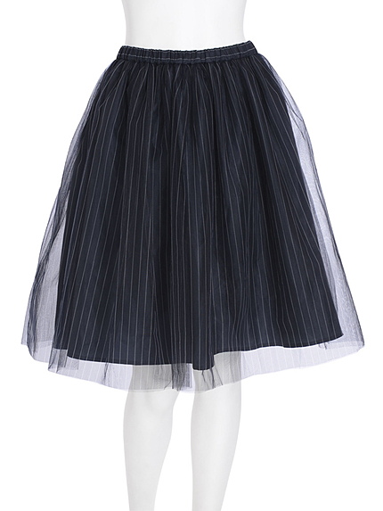 【W】ストライプハードチュールスカート