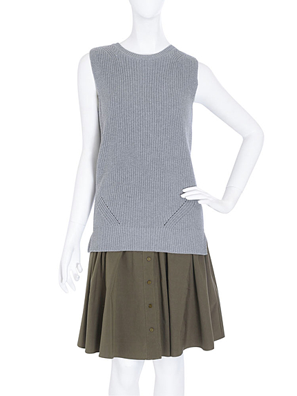 【W】ノースリニットコンビワンピース