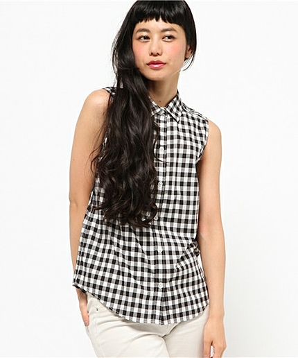 UAW CTN ギンガムチェック ノースリーブ シャツ